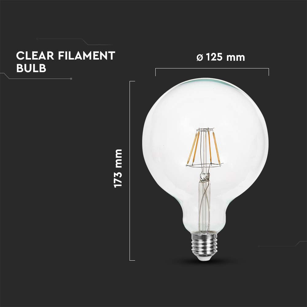 10W G125 Żarówka LED Filament / Klosz Transparentny /Barwa:3000K / Trzonek:E27