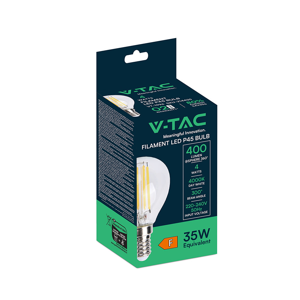4W P45 Żarówka LED Filament / Klosz Transparentny /Barwa:4000K / Trzonek:E14