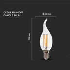 4W CF37 Żarówka LED Filament / Klosz Transparentny / Barwa:4000K / Trzonek:E14
