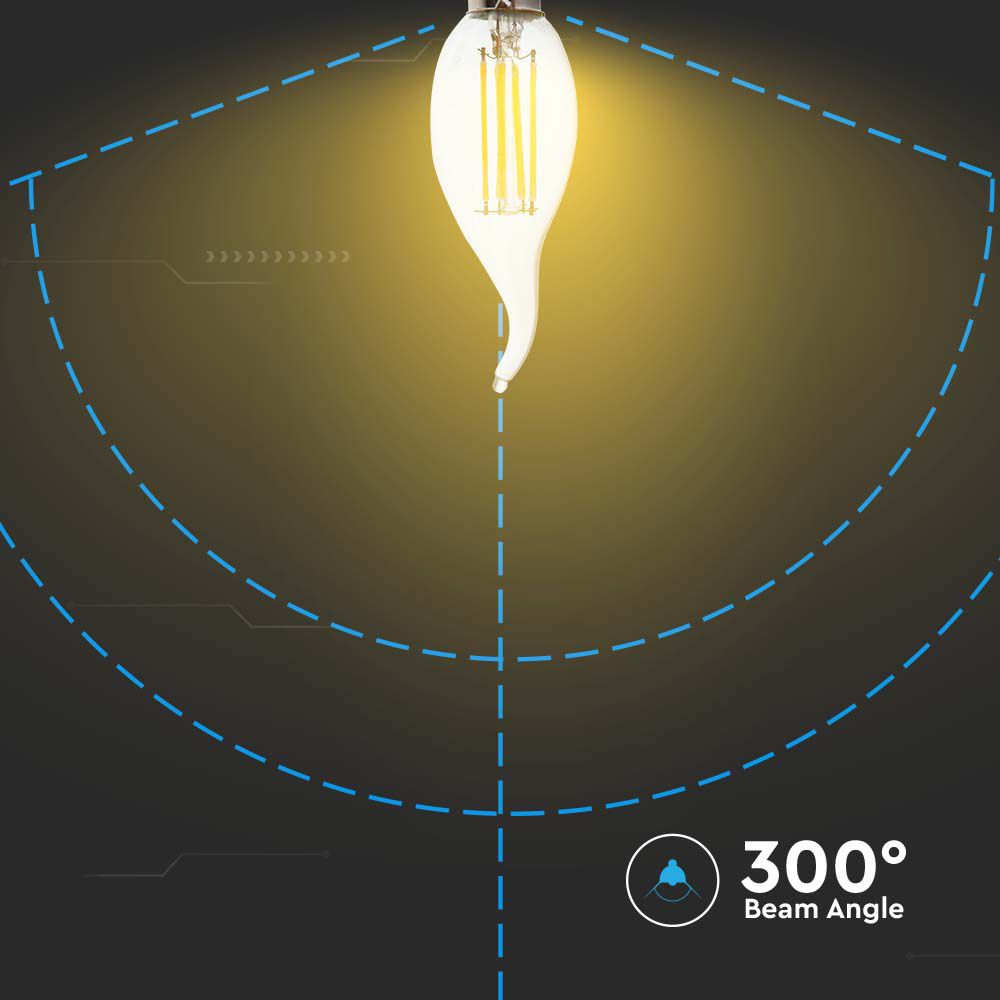 4W CF37 Żarówka LED Filament / Klosz Transparentny / Barwa:4000K / Trzonek:E14
