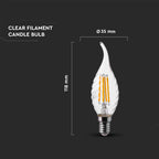 4W CF37 Żarówka LED Filament Twist / Klosz Transparentny / Barwa:4000K / Trzonek:E14