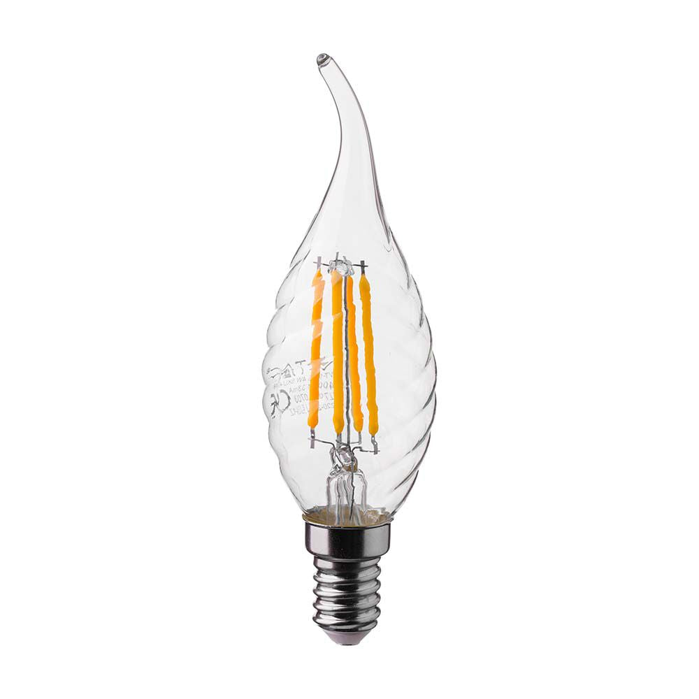 4W CF37 Żarówka LED Filament Twist / Klosz Transparentny / Barwa:6500K / Trzonek:E14