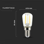 2W ST26 Żarówka LED Filament / Klosz Transparentny / Barwa:4000K / Trzonek:E14