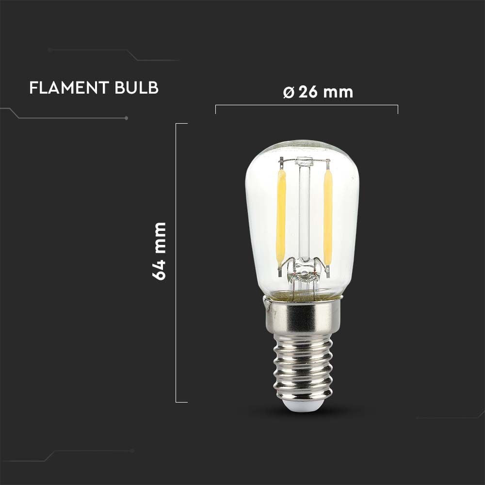 2W ST26 Żarówka LED Filament / Klosz Transparentny / Barwa:4000K / Trzonek:E14