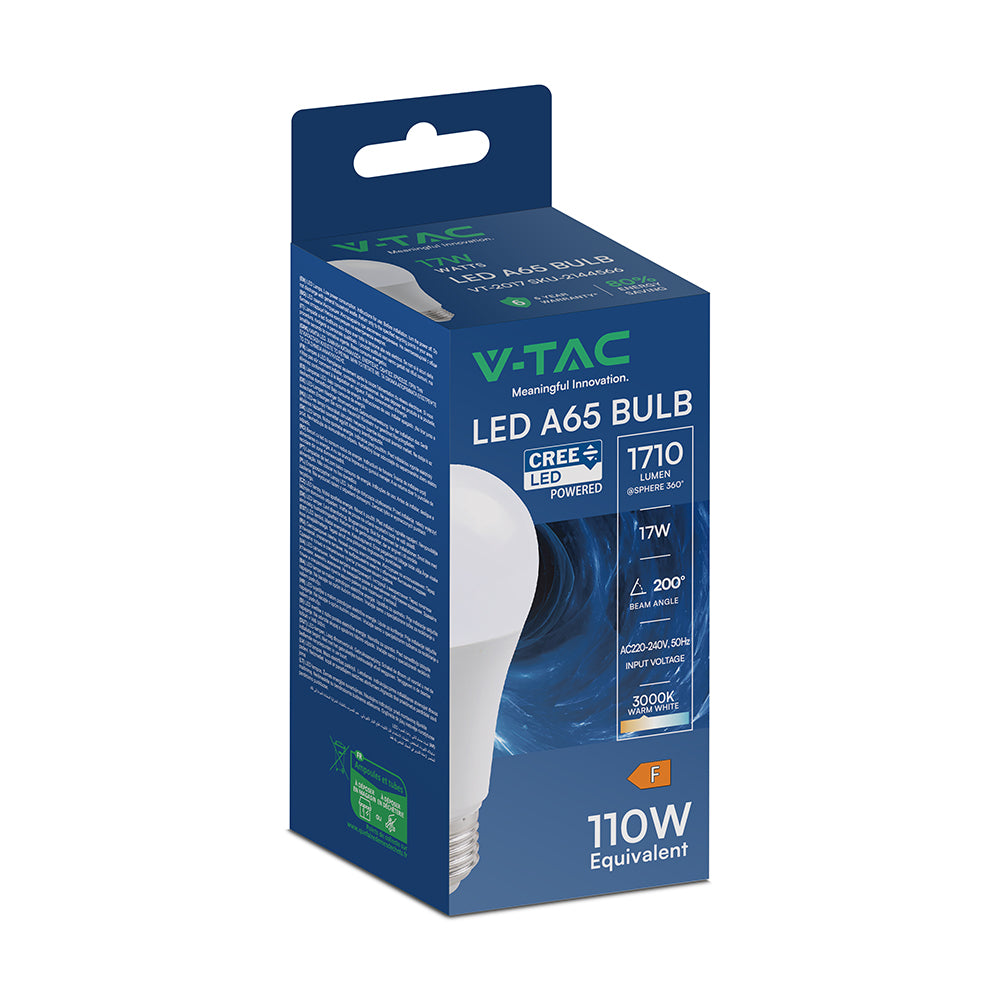 17W A65 Żarówka LED / Chip CREE / Barwa:3000K / Trzonek:E27 / 6 Lat gwarancji