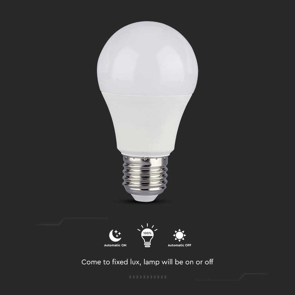 8.5W A60 Żarówka LED z czujnikiem mikrofalowy / Barwa:3000K / Trzonek:E27 / Kąt 200'D