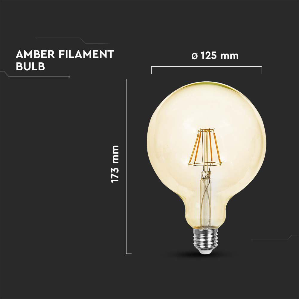 VT-1956 6W LED G125 AMBER COVER FILAMENT BULB 2200K E27