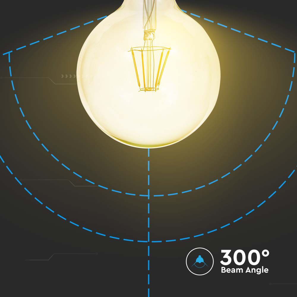 VT-1956 6W LED G125 AMBER COVER FILAMENT BULB 2200K E27