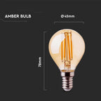 4W P45 Żarówka LED Filament / Klosz Bursztynowy / Barwa:2200K / Trzonek:E14