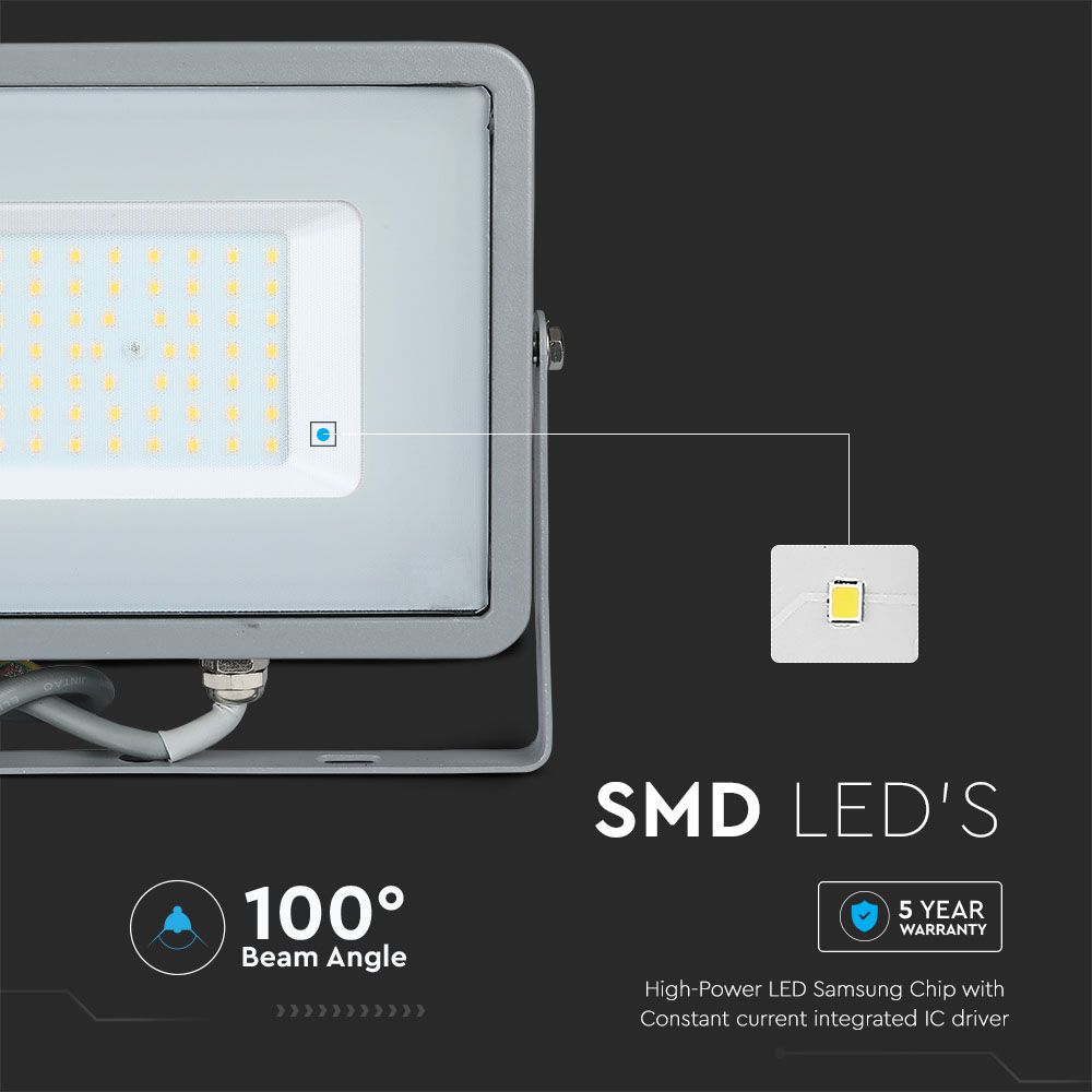 50W Naświetlacz LED SMD / Chip SAMSUNG / Barwa:4000K / Obudowa: Szara