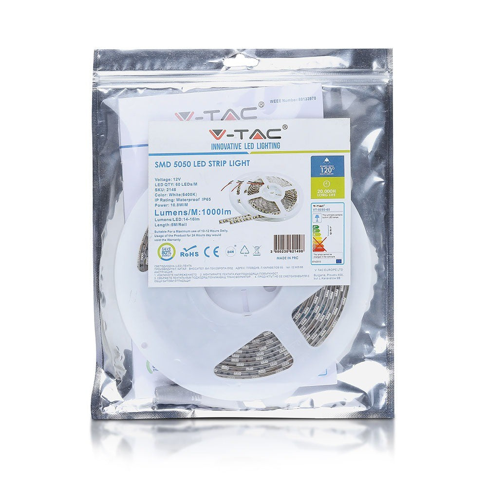10.8W Taśma LED / Barwa:6000K / IP65 / Rolka:5m