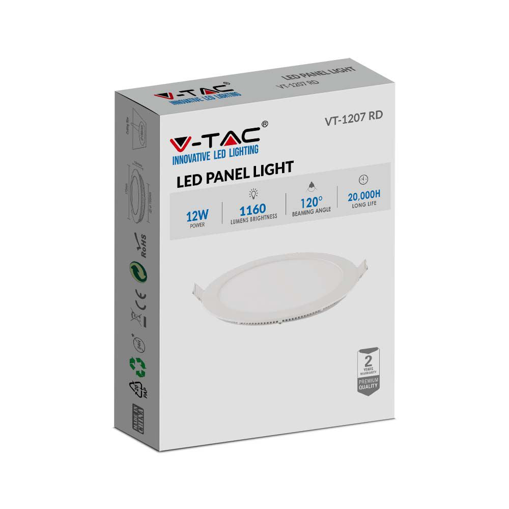 12W Panel LED / Barwa:2700K / Okrągła