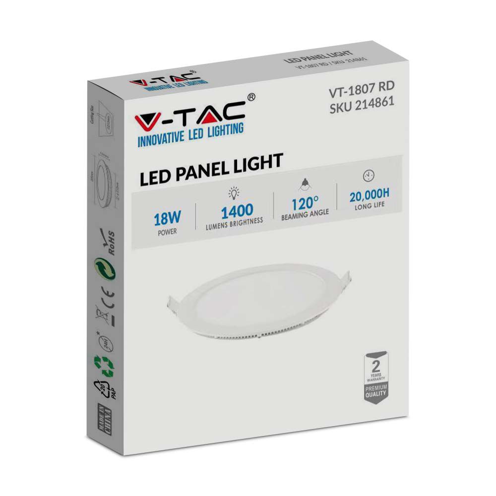 18W Panel LED / Barwa:4000K / Okrągła