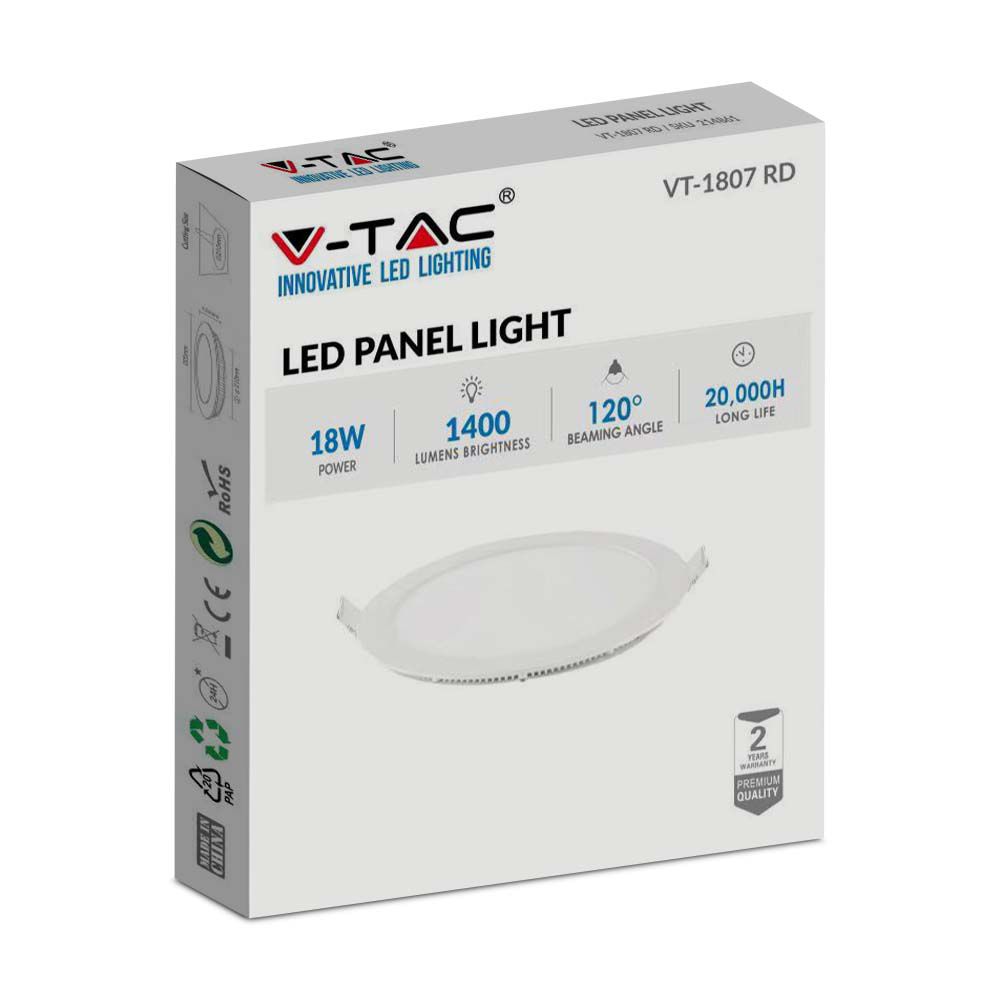 18W Panel LED / Barwa:6400K / Okrągła