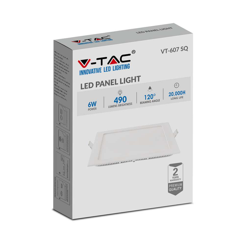 6W Panel LED / Barwa:6400K / Kwadratowa