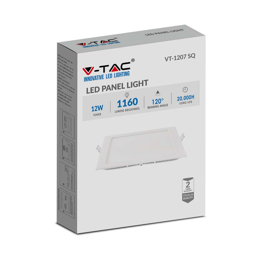 12W Panel LED / Barwa:4000K / Kwadratowa