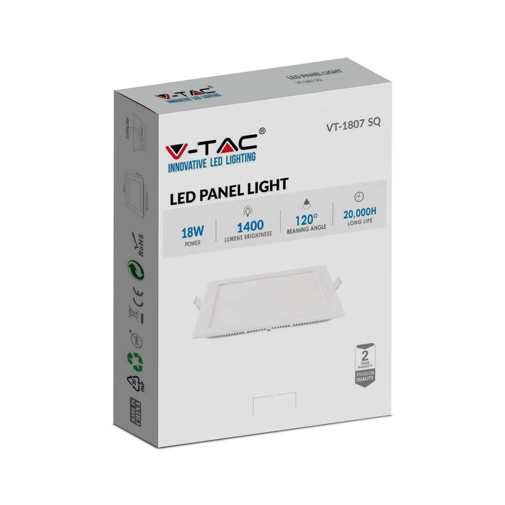 18W Panel LED / Barwa:6400K / Kwadratowa