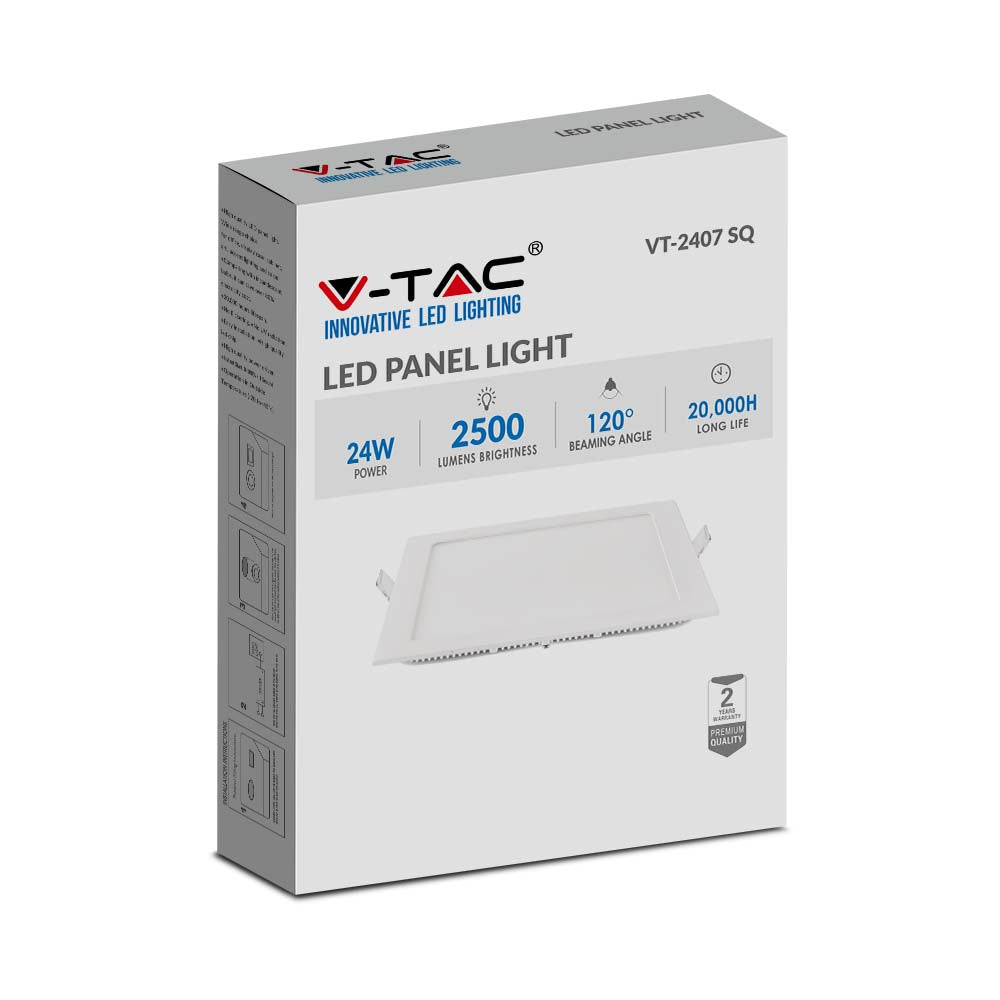 24W Panel LED / Barwa:6400K / Kwadratowa