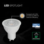 4.5W GU10 Żarówka LED / Chip CREE / Barwa:6500K / Kąt 38' / Trzonek:GU10