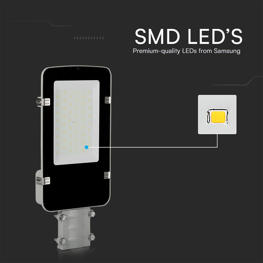 50W Lampa uliczna LED / Chip SAMSUNG / Barwa:6500K / Obudowa: Szara