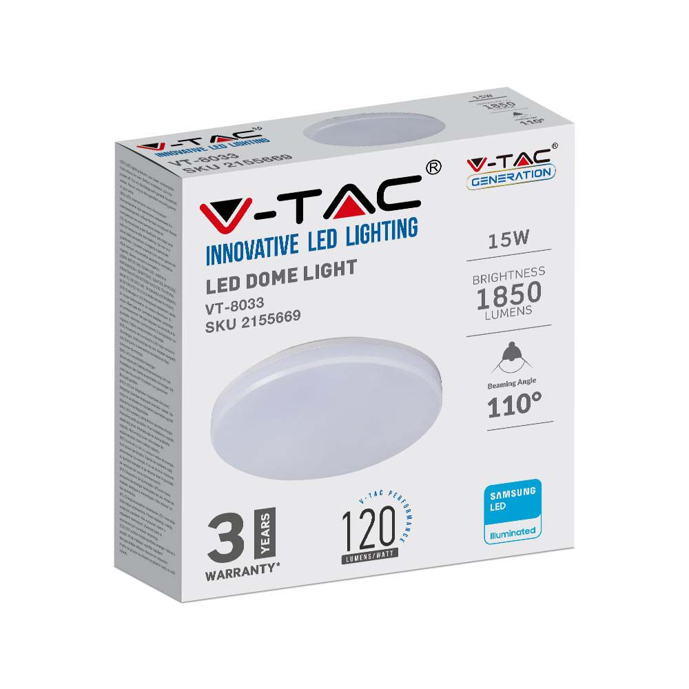 15W Plafon LED / IP44 / Chip Samsung / Barwa:4000K / Klosz PC / Okrągły