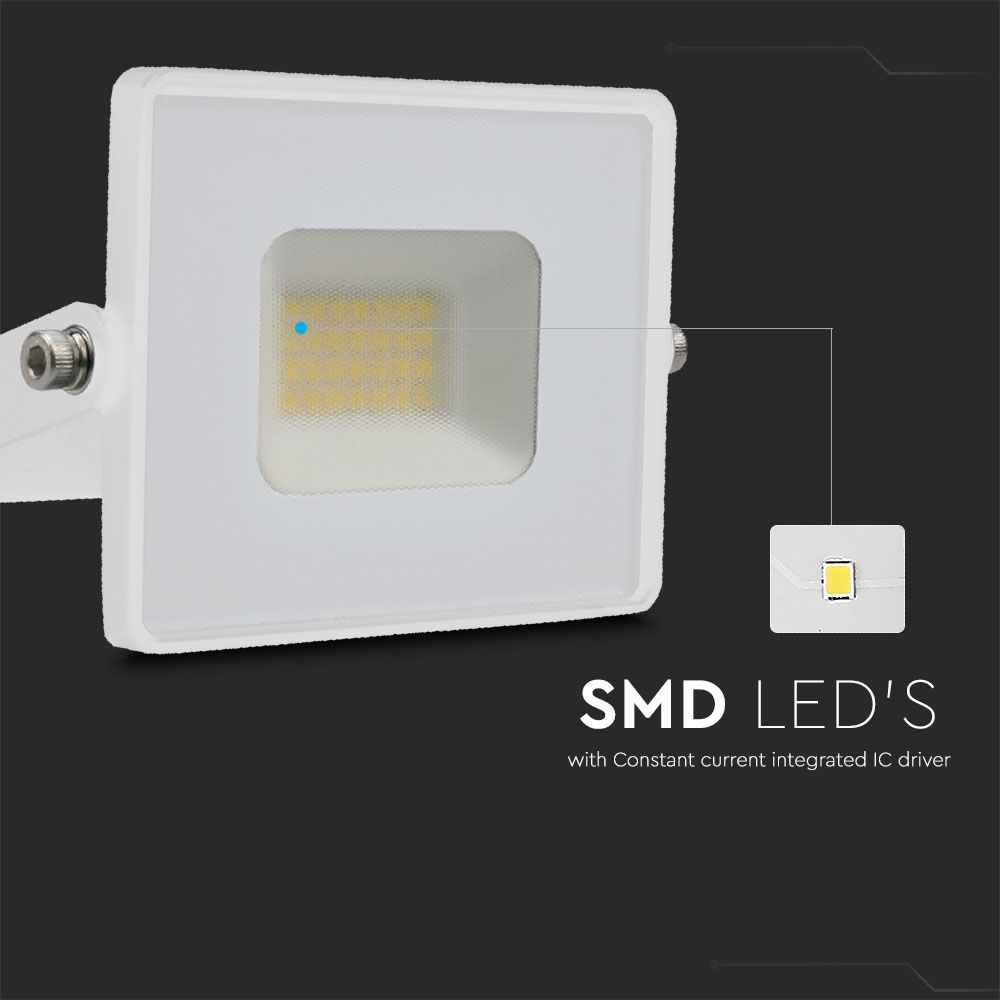 20W Naświetlacz LED SMD / Barwa:6500K / Obudowa: Biała