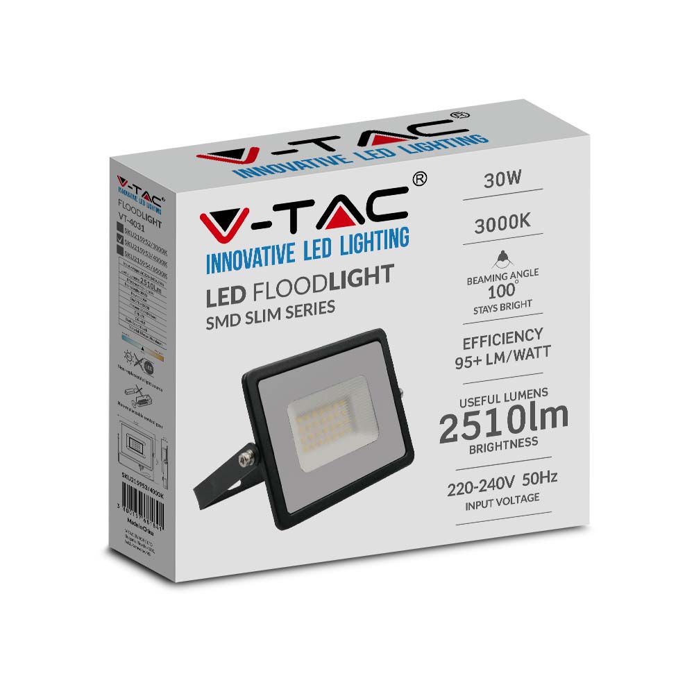 30W Naświetlacz LED SMD / Barwa:3000K / Obudowa: Czarna