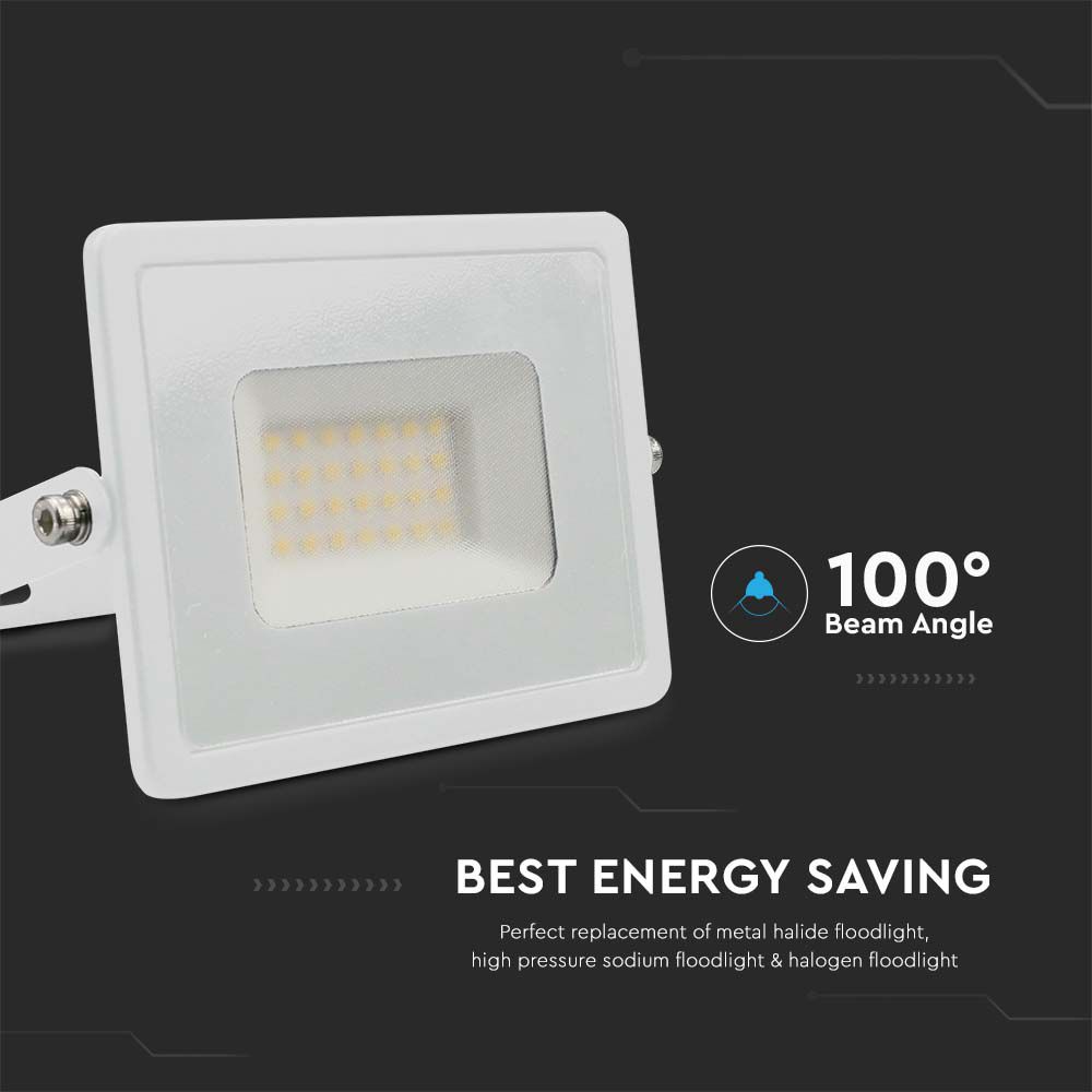 30W Naświetlacz LED SMD / Barwa:3000K / Obudowa: Biała