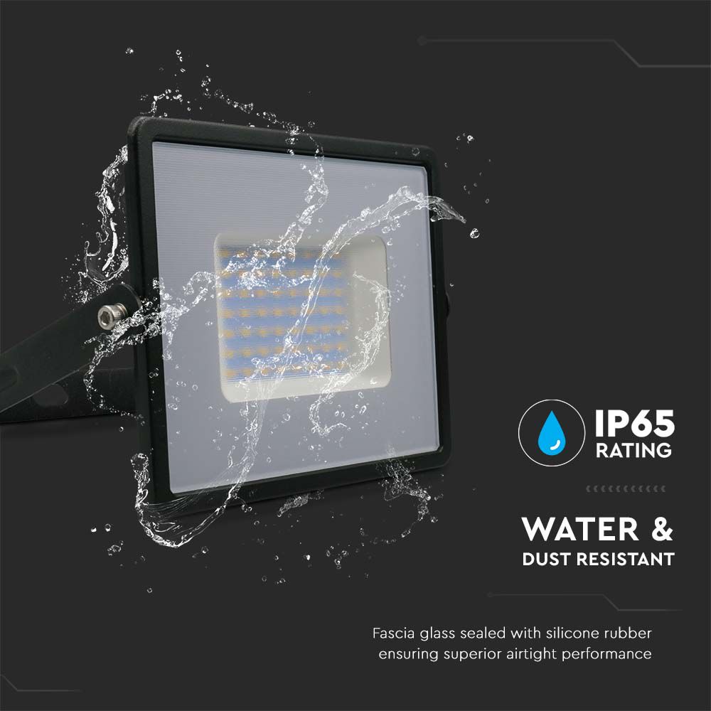 50W Naświetlacz LED SMD / Barwa:3000K / Obudowa: Czarna