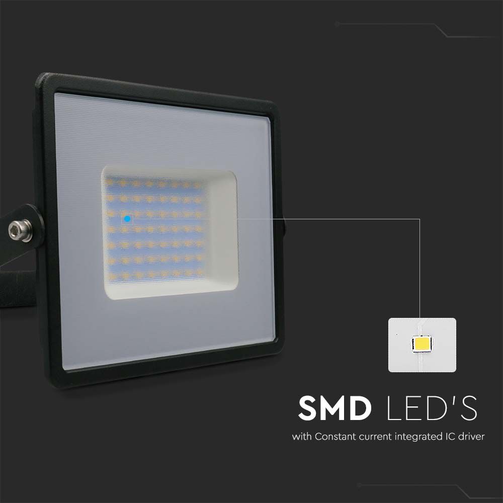 50W Naświetlacz LED SMD / Barwa:6500K / Obudowa: Czarna