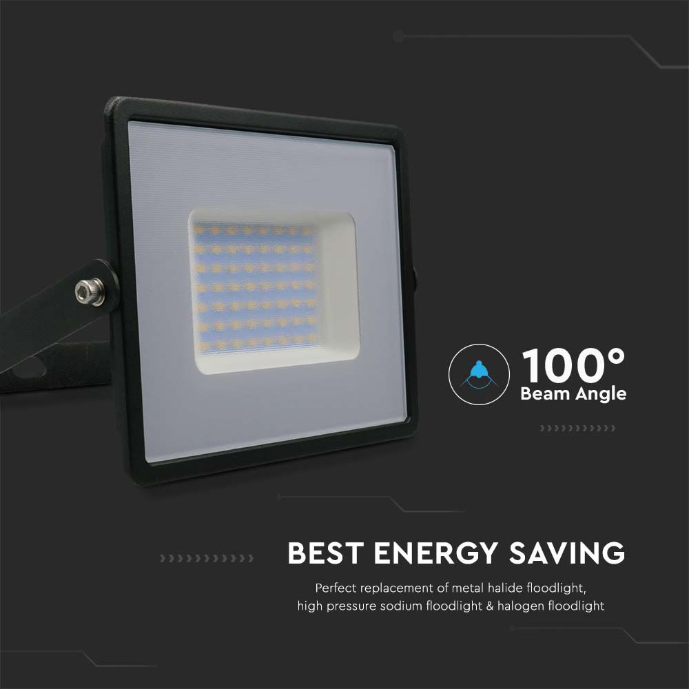 50W Naświetlacz LED SMD / Barwa:6500K / Obudowa: Czarna