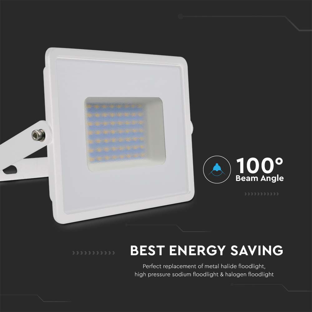 50W Naświetlacz LED SMD / Barwa:3000K / Obudowa: Biała