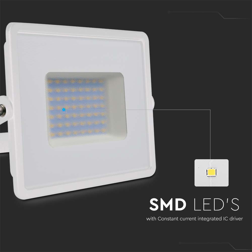 50W Naświetlacz LED SMD / Barwa:4000K / Obudowa: Biała