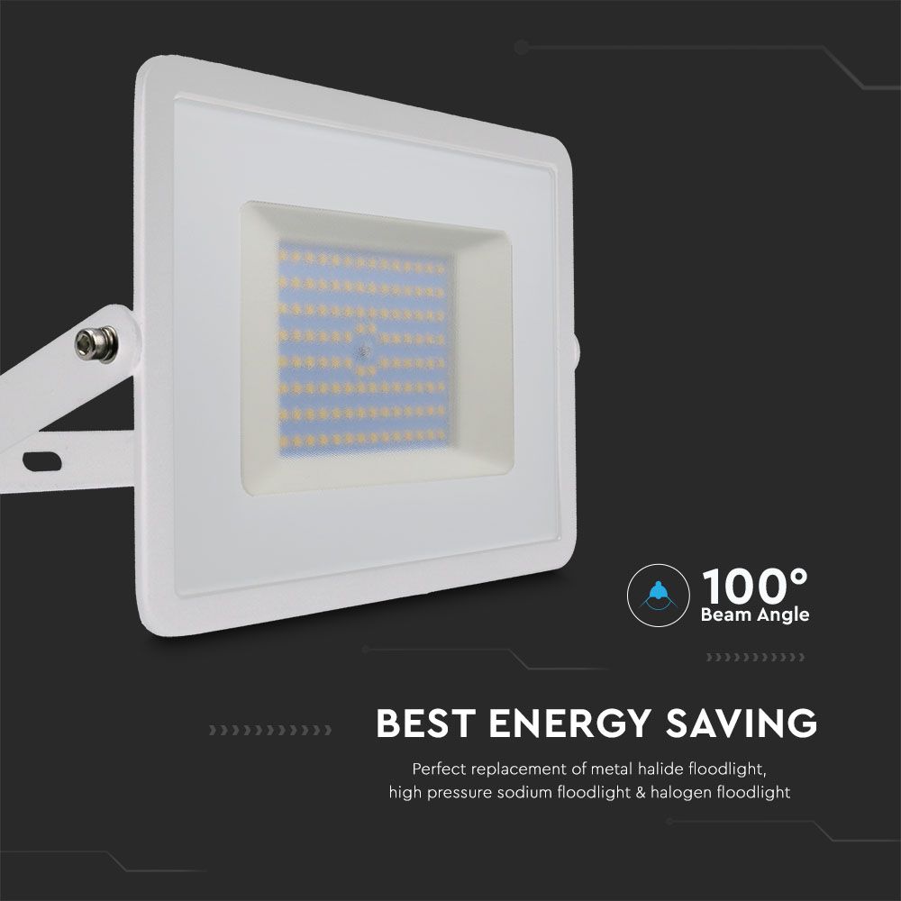 100W Naświetlacz LED SMD / Barwa:6500K / Obudowa: Biała