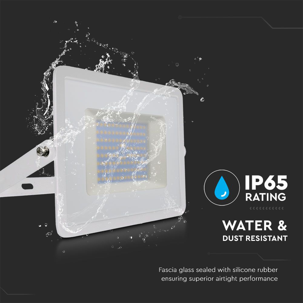 100W Naświetlacz LED SMD / Barwa:6500K / Obudowa: Biała