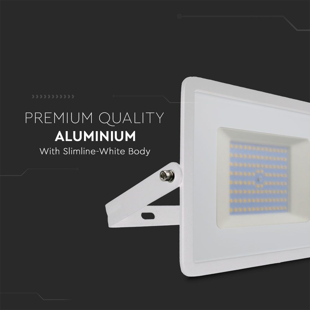 100W Naświetlacz LED SMD / Barwa:6500K / Obudowa: Biała