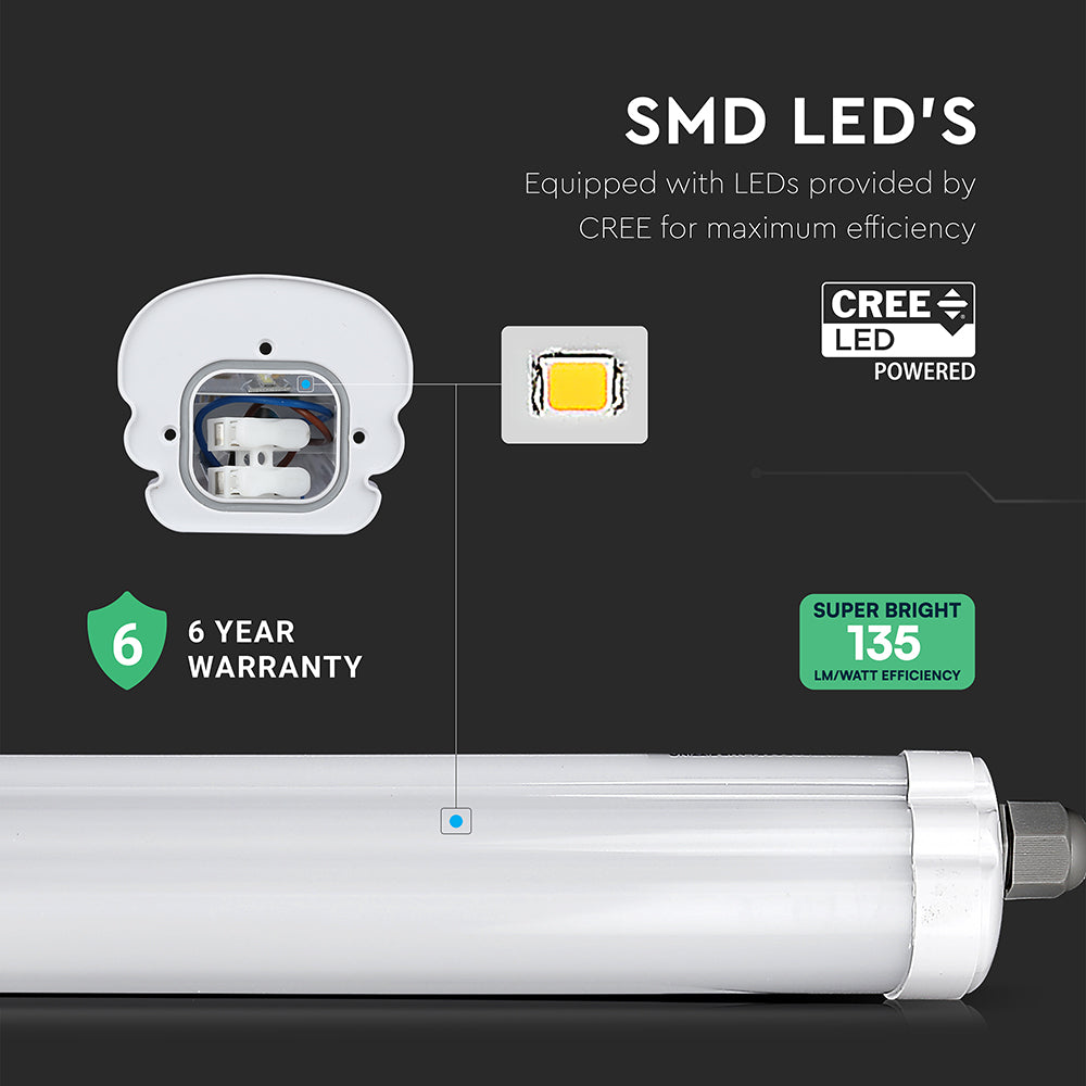 48W Oprawa hermetyczna 150cm Seria-G / CREE / Barwa: 6500K / Skuteczność 135lm/W / 6 Lat gwarancji