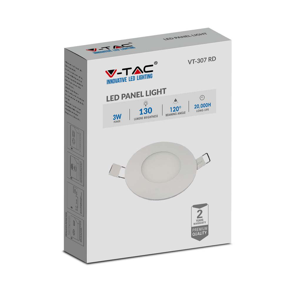3W Panel LED / Barwa:2700K / Okrągła