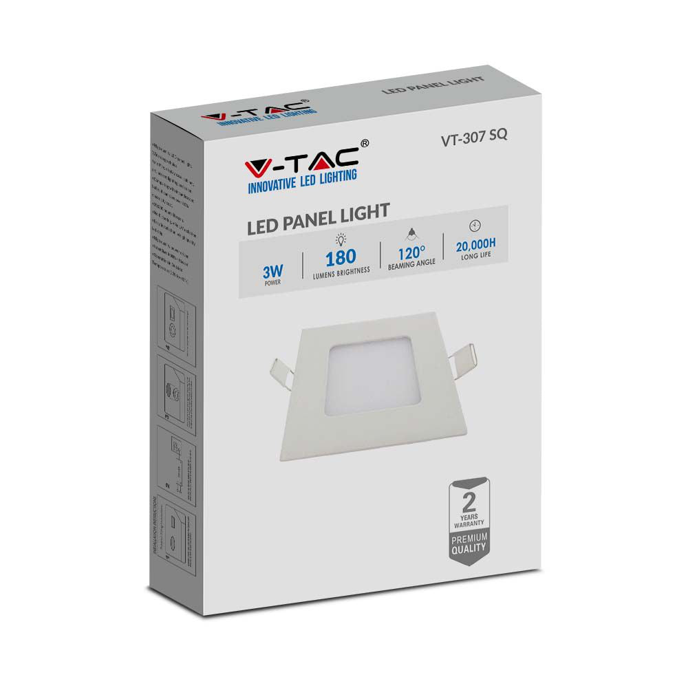 3W Panel LED / Barwa:2700K / Kwadratowa