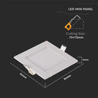 3W Panel LED / Barwa:4000K / Kwadratowa