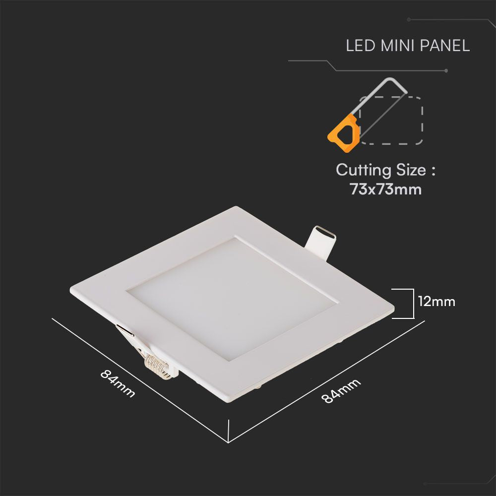 3W Panel LED / Barwa:6400K / Kwadratowa