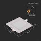 3W Panel LED / Barwa:6400K / Kwadratowa