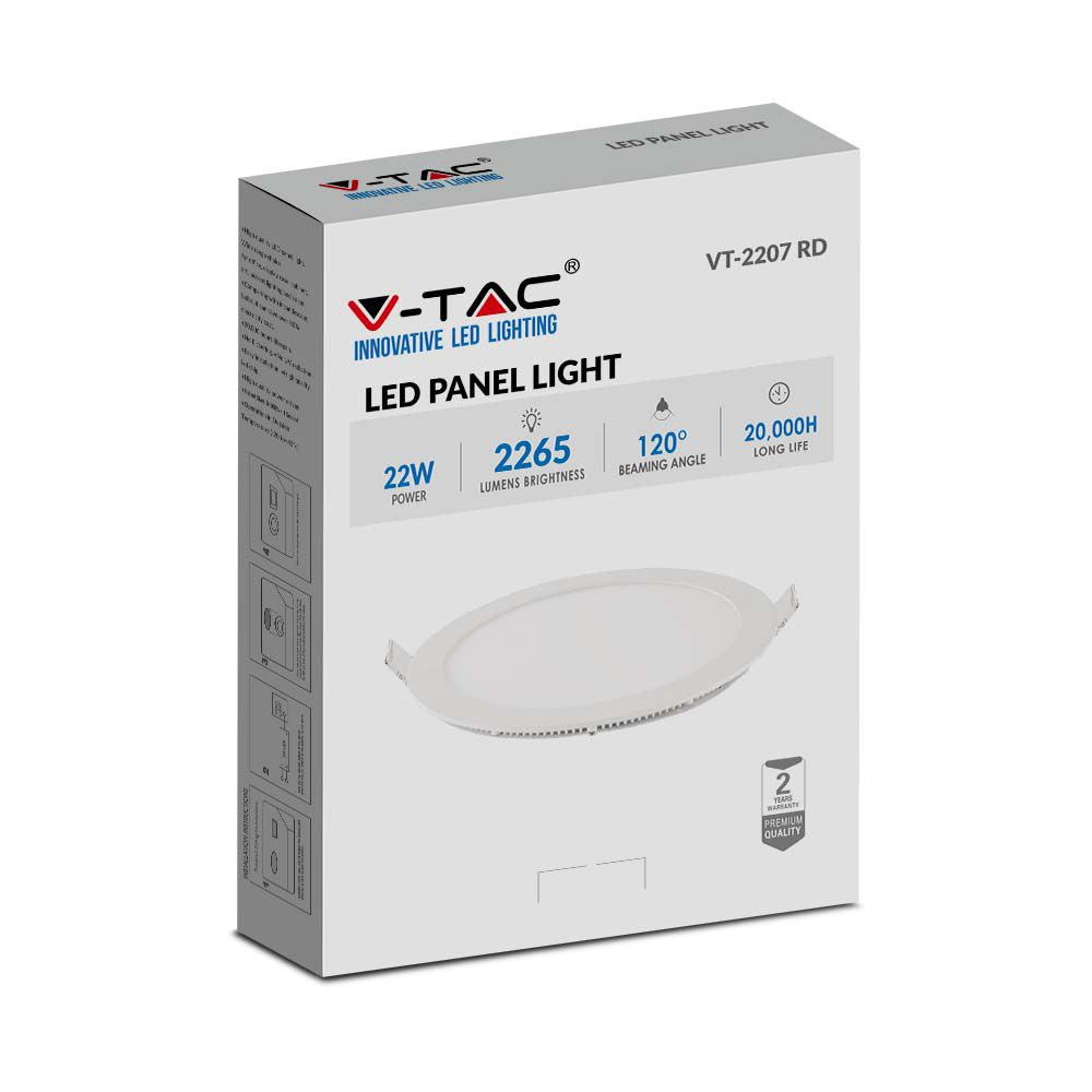 22W Panel LED / Barwa:4000K / Okrągła
