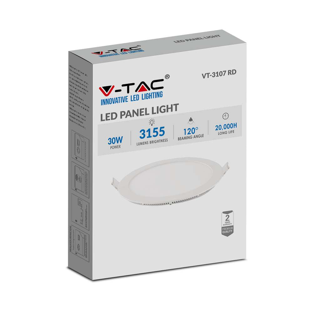 30W Panel LED / Barwa:4000K / Okrągła