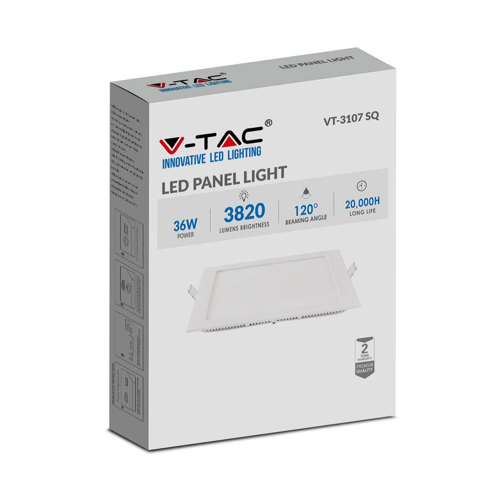 36W Panel LED / Barwa:6400K / Kwadratowa
