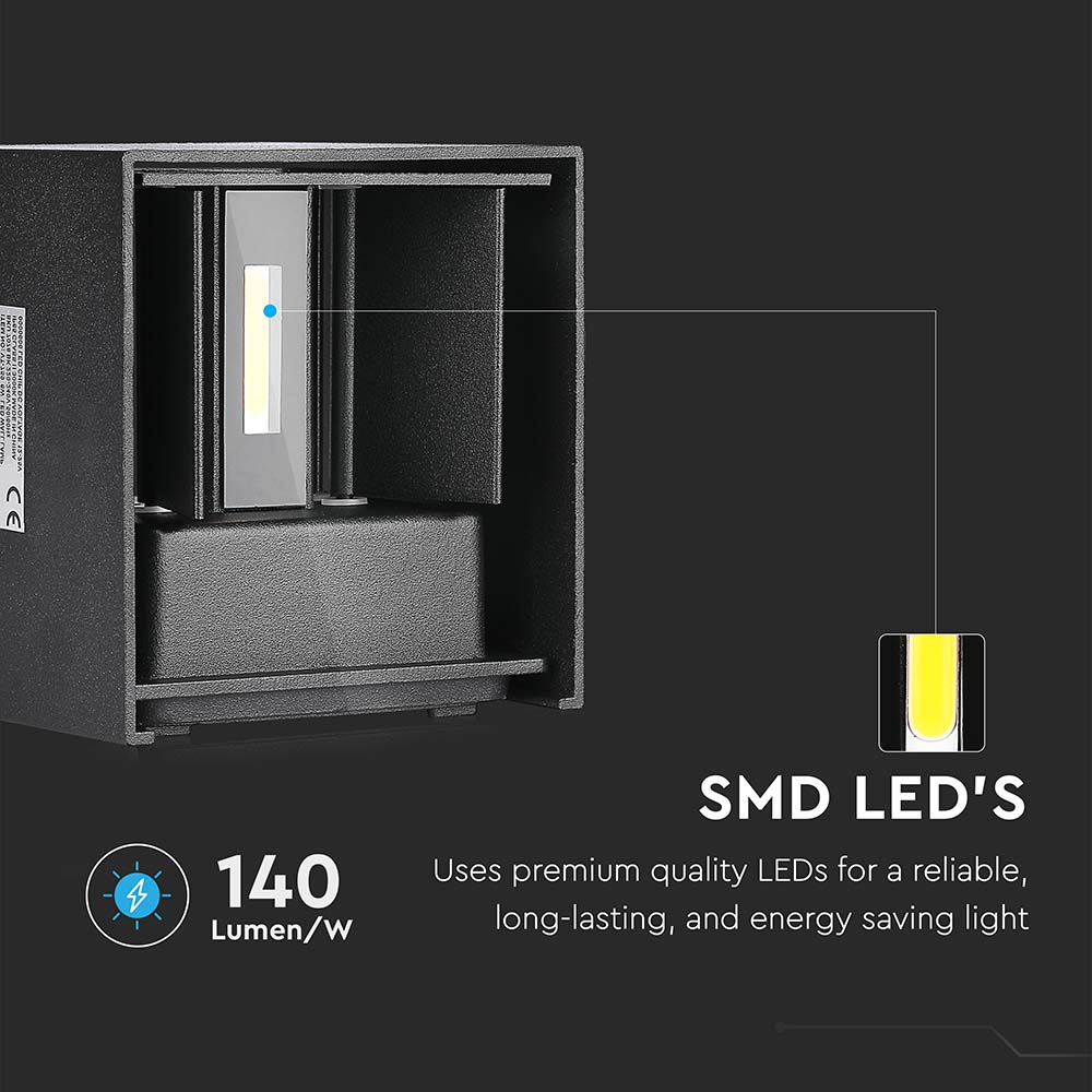 5W Kinkiet kwadrat LED / CHIP BRIDGELUX / Barwa:4000K / Czarny