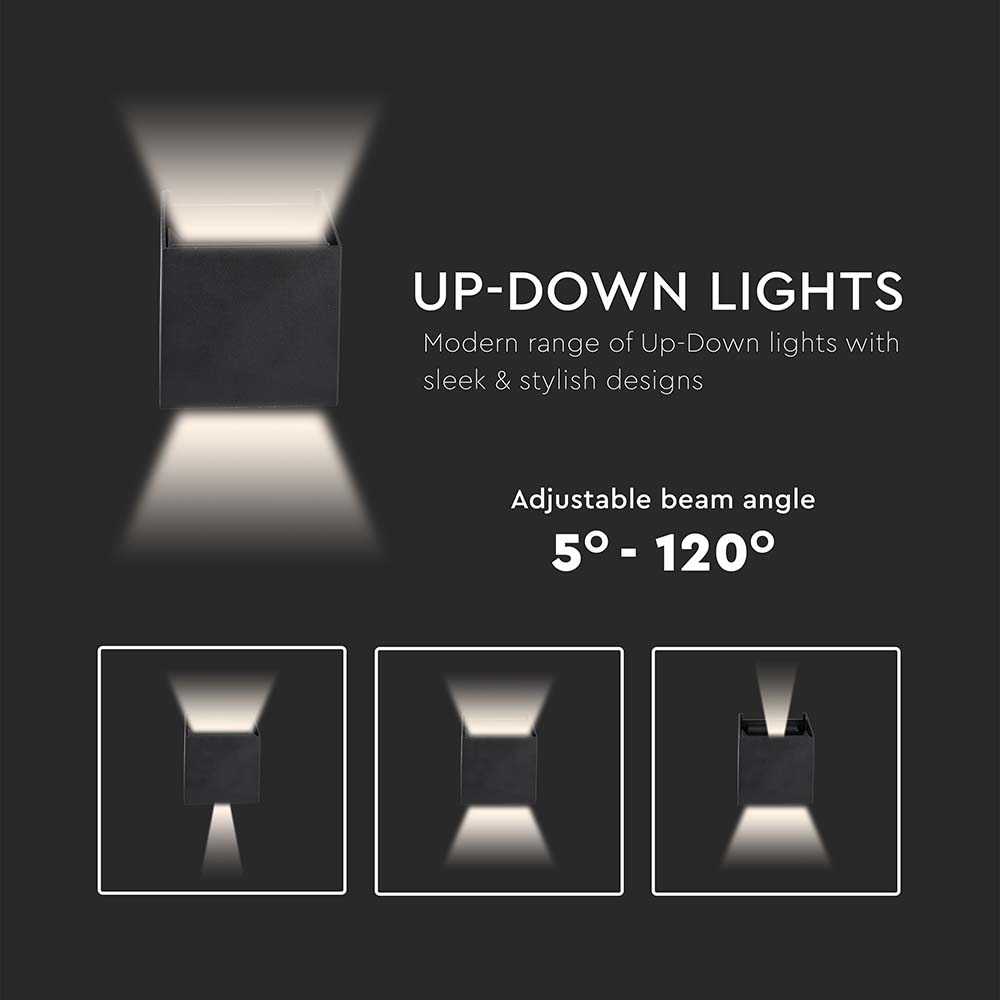 5W Kinkiet kwadrat LED / CHIP BRIDGELUX / Barwa:4000K / Czarny