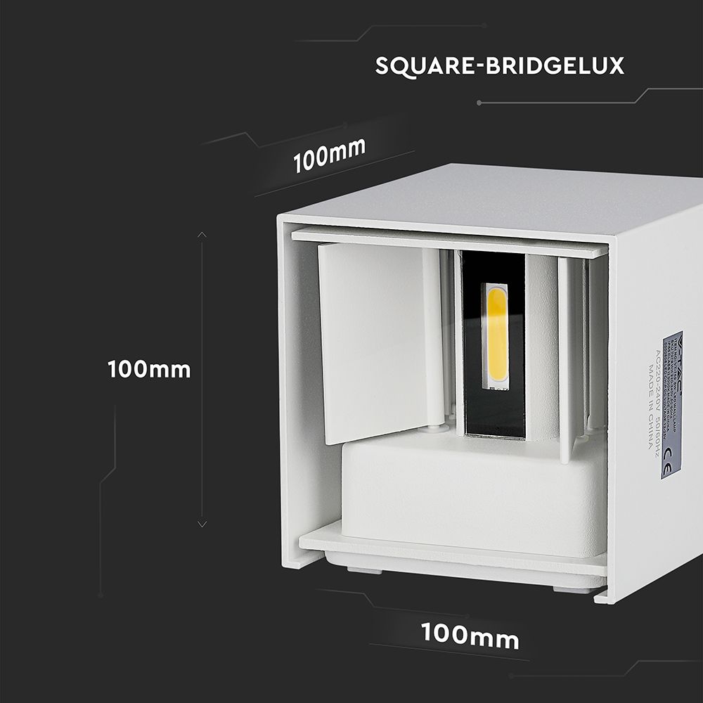 5W Kinkiet kwadrat LED / CHIP BRIDGELUX / Barwa:3000K / Biały