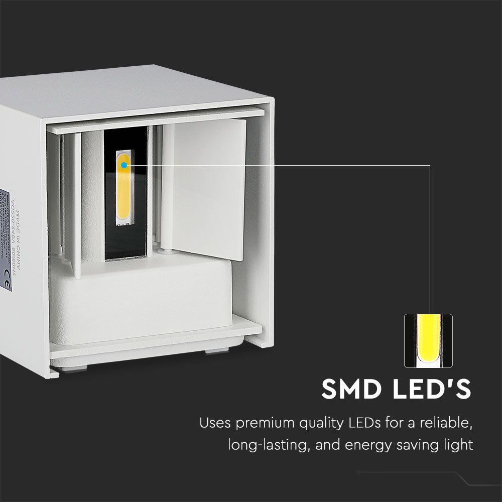 5W Kinkiet kwadrat LED / CHIP BRIDGELUX / Barwa:3000K / Biały