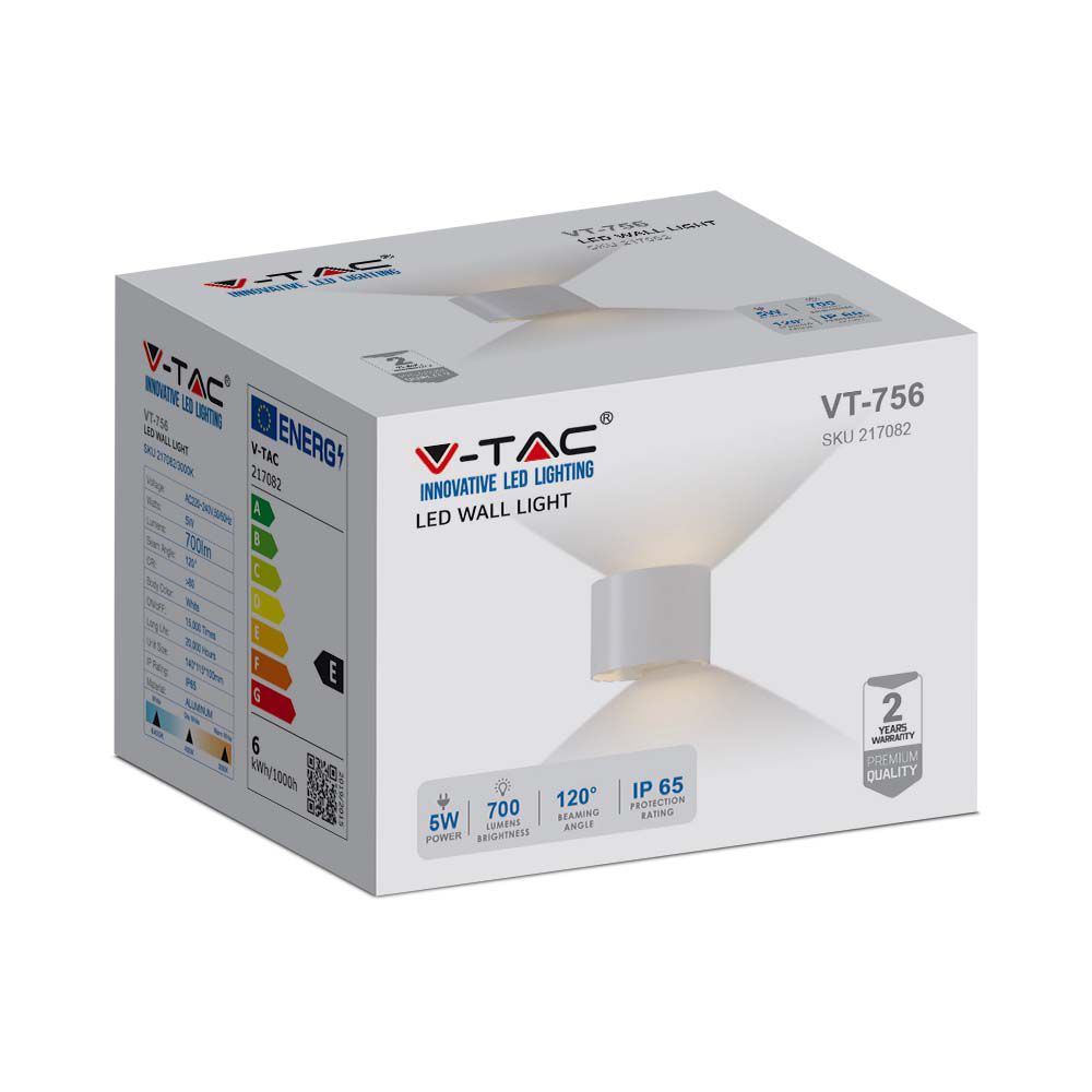 5W Kinkiet walec LED / CHIP BRIDGELUX / Barwa:3000K / Biały